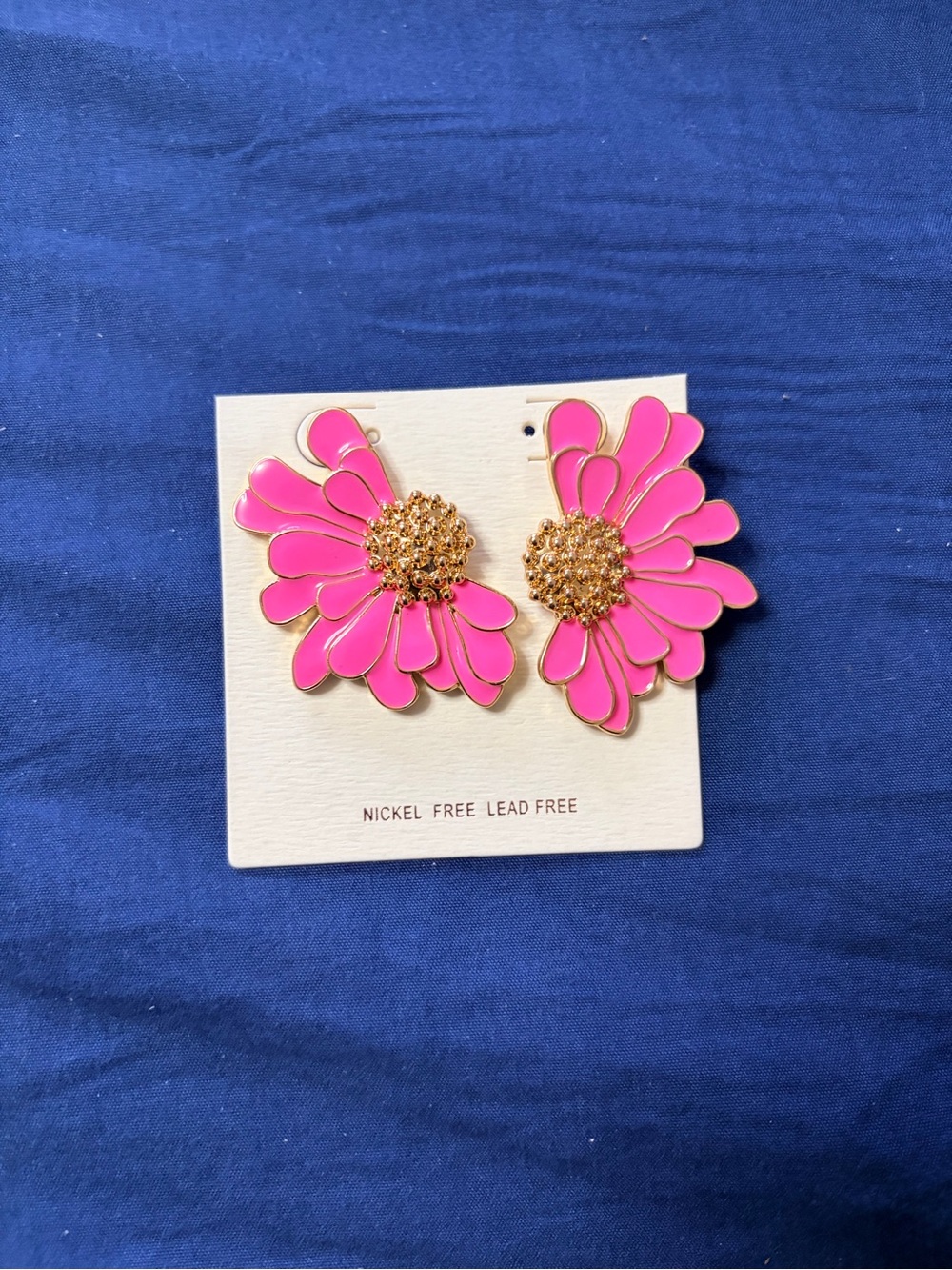 Pink Flower Statement Earrings